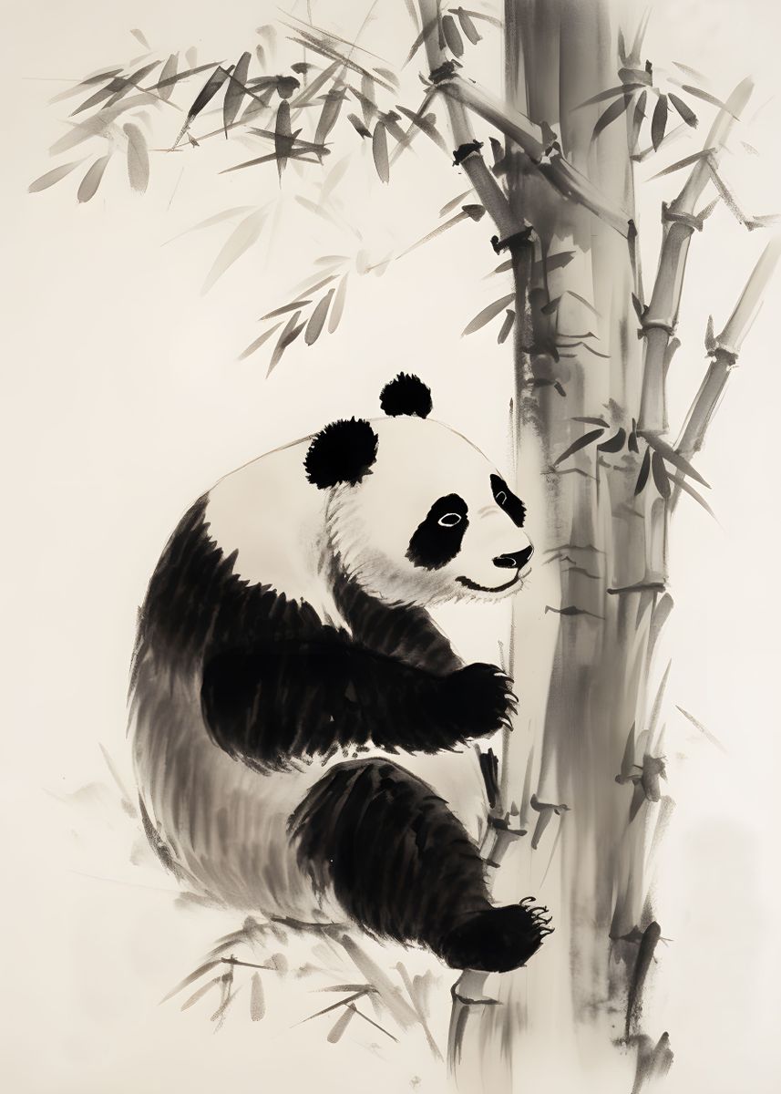 'Panda And The Bamboo' Poster by GoodLifeImages | Displate