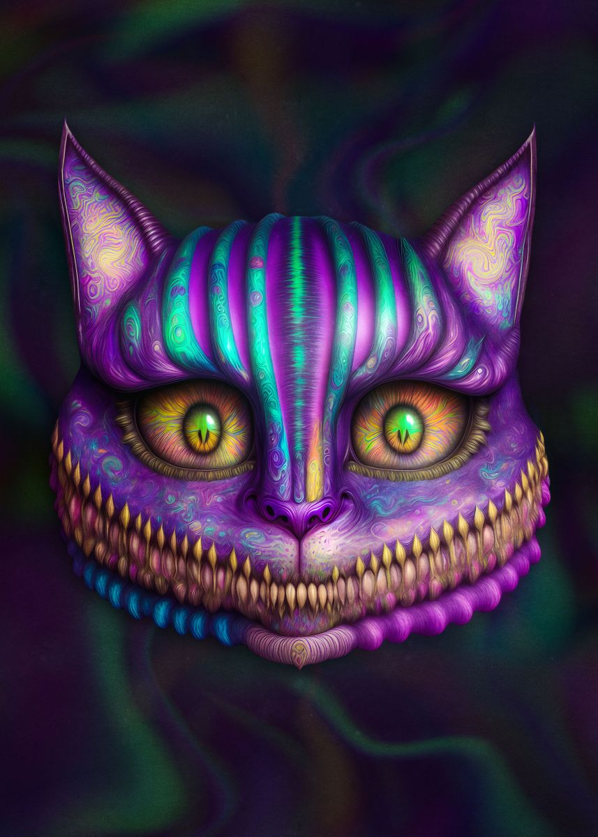 'weird cheshire kitten' Poster, picture, metal print, paint by Oleg S ...