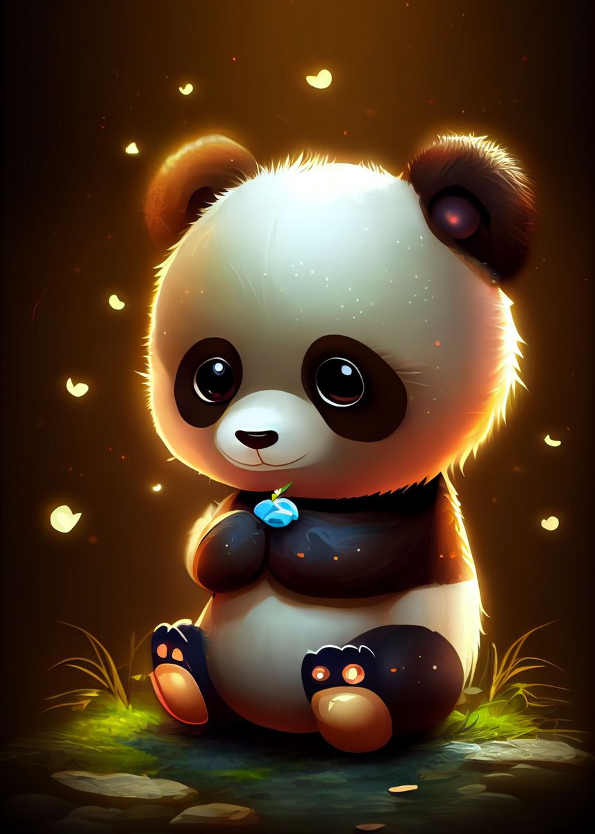 'Cute Panda Animal Cartoon' Poster, picture, metal print, paint by ...