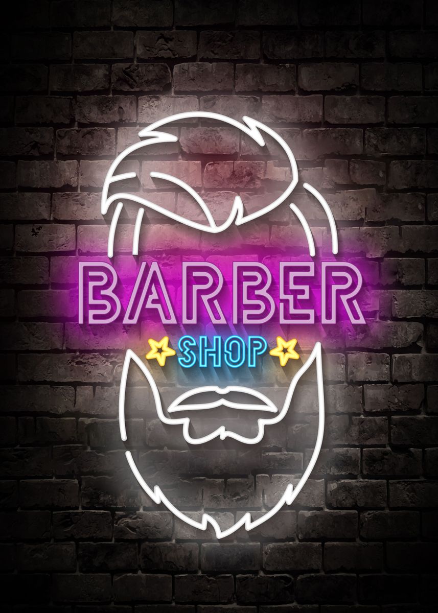 'Barber Shop Neon' Poster by 5Fine Displate