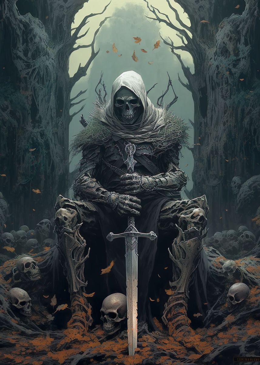 'Skull Knight' Poster, picture, metal print, paint by GLITCHED ART