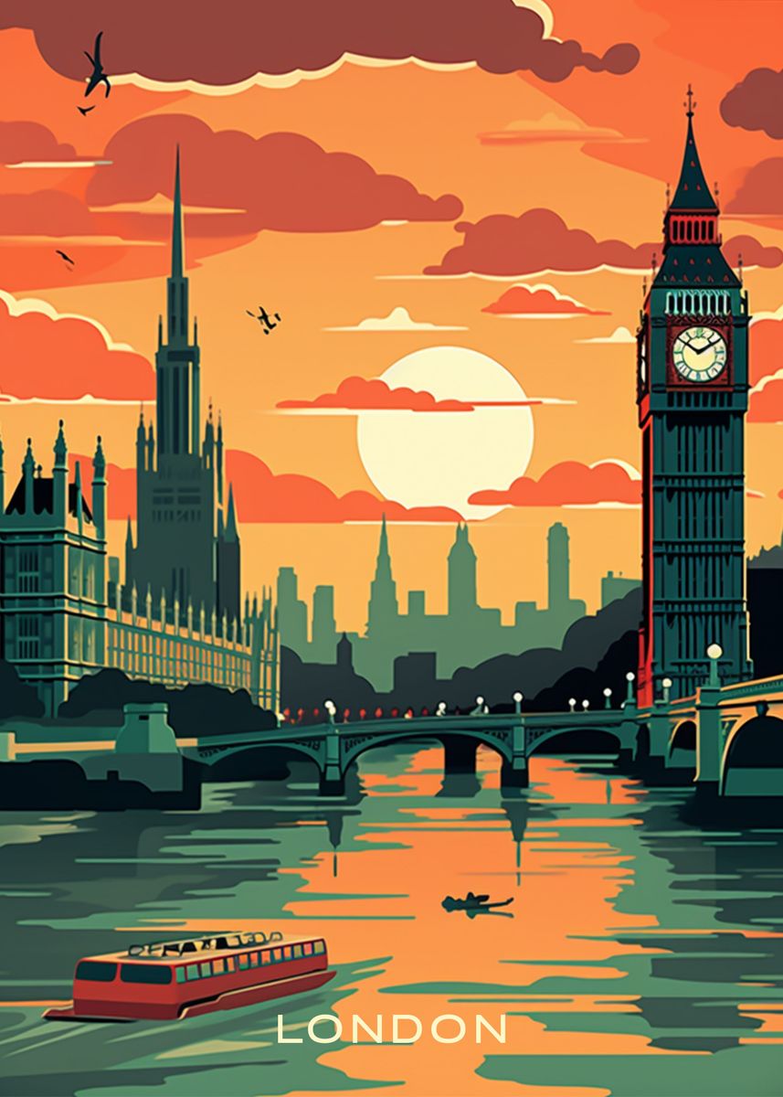 'London' Poster, picture, metal print, paint by ioanna xorxoroni | Displate