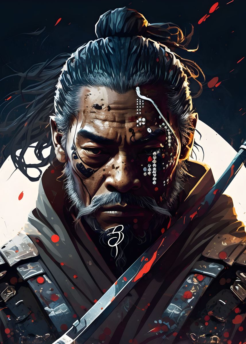 'Cyber Samurai' Poster, picture, metal print, paint by Tim Skolyak 