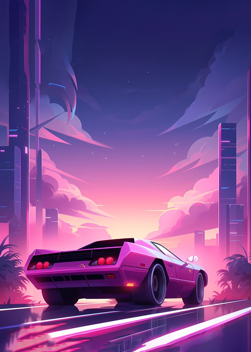 '80s Car Retro City ' Poster by Adryan Baba | Displate