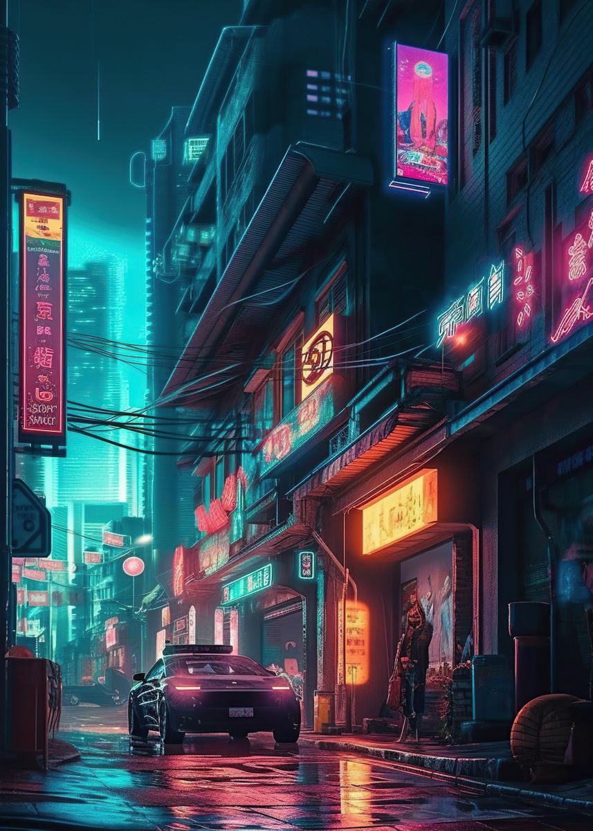 'Neon Lofi Cyberpunk' Poster, picture, metal print, paint by Lentera ...