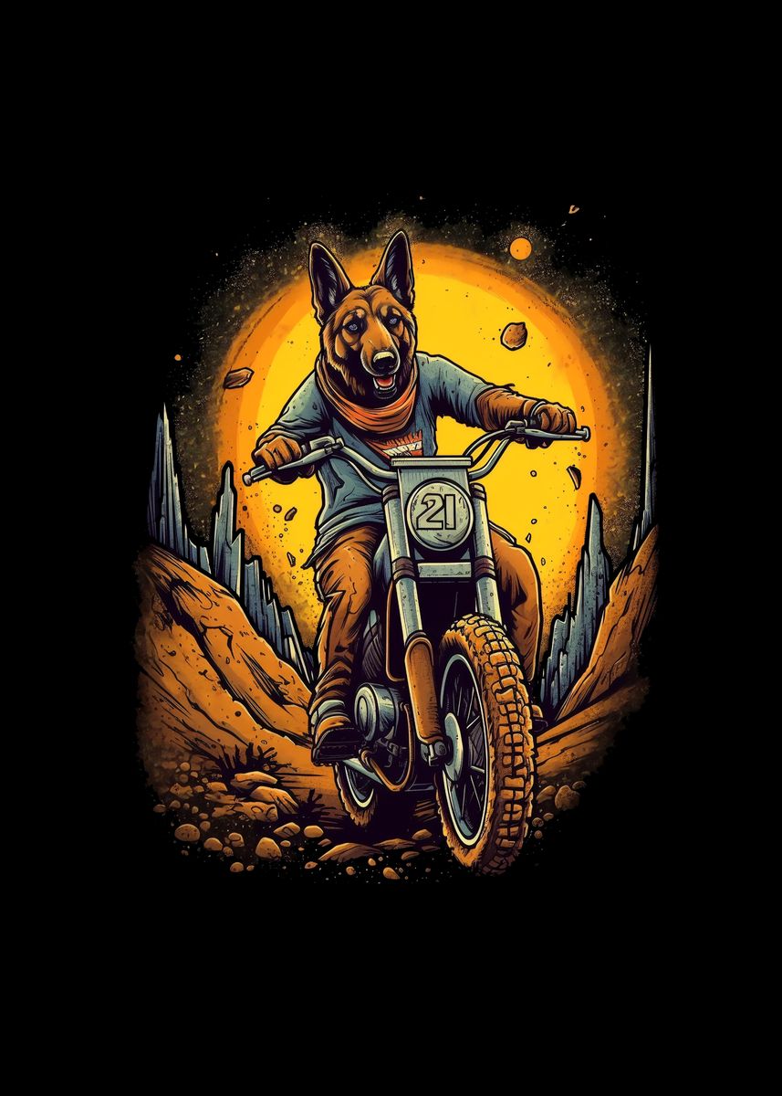 Dirt Bike German Shepherd Poster Picture Metal Print Paint By dirt-bike-german-shepherd-poster-picture-metal-print-paint-by