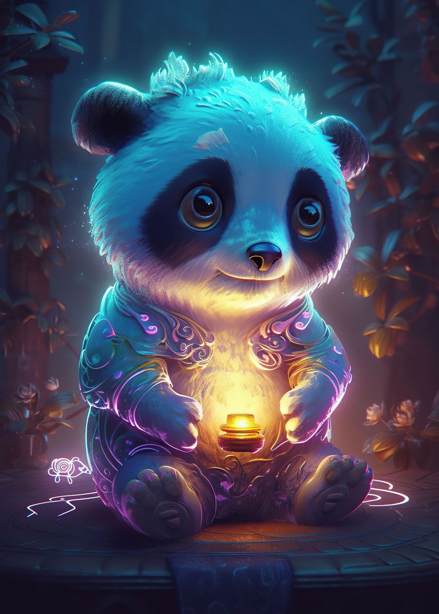 'Cute Panda' Poster, picture, metal print, paint by Sakae | Displate
