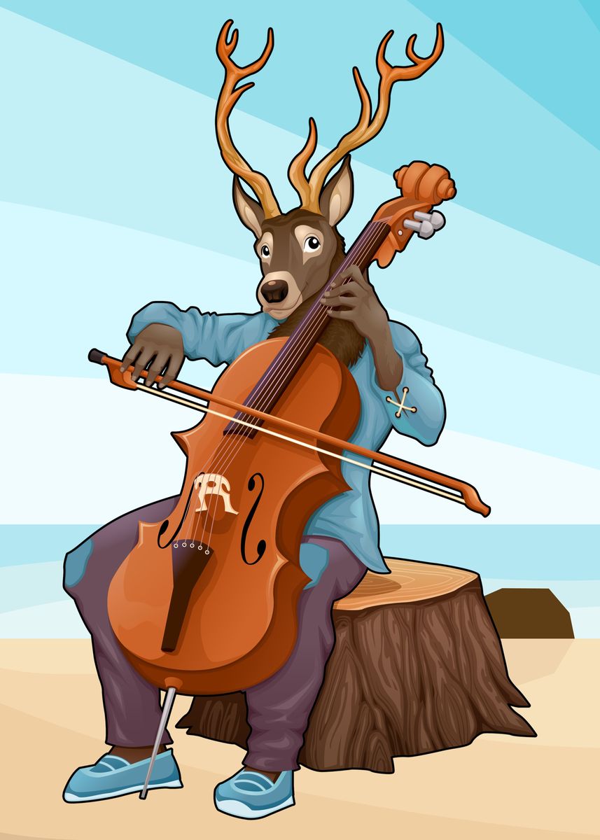 'Violin Deer' Poster by NIZAM KHAN Displate