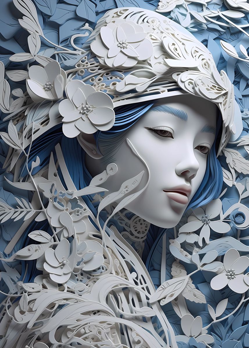 'Paper Fractal Woman' Poster by Guillaume Pingard | Displate