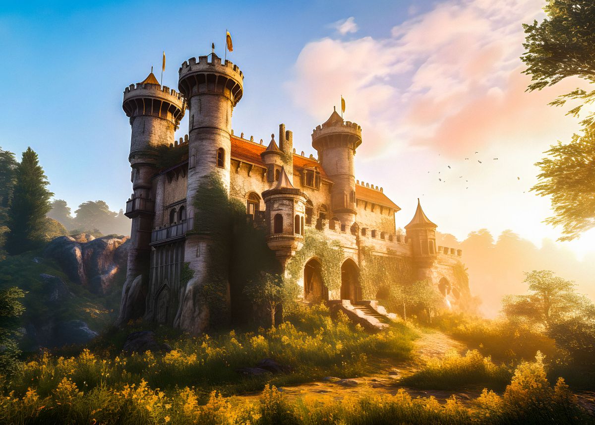 'Medieval castle at sunset' Poster by Alan Frijns | Displate