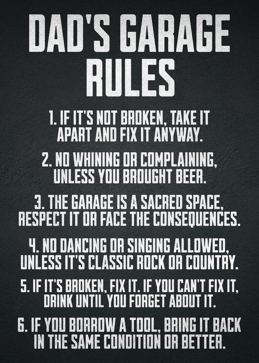 Funny Dads Garage Rules Poster By StoicMindset Displate funny-dads-garage-rules-poster-by-stoicmindset-displate