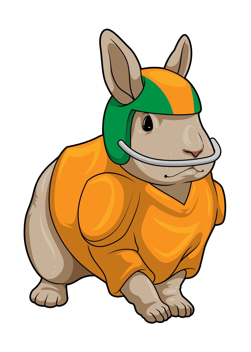 'Rabbit American Football' Poster, picture, metal print, paint by ...