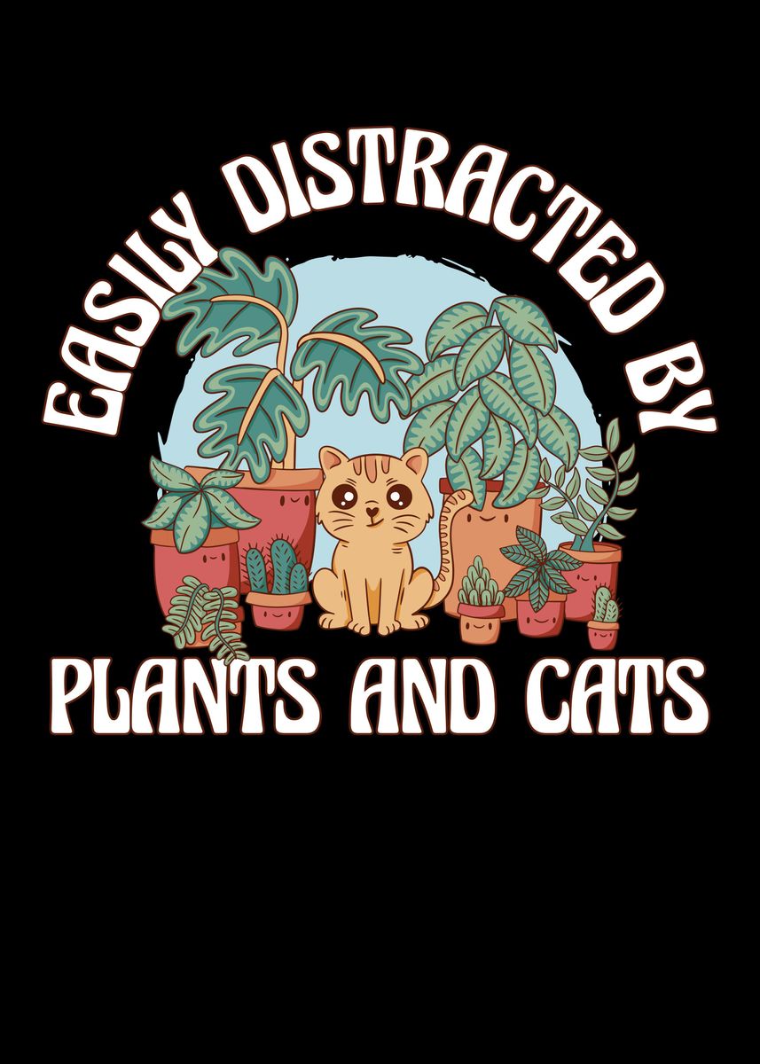 plants-and-cats-poster-picture-metal-print-paint-by-catrobot