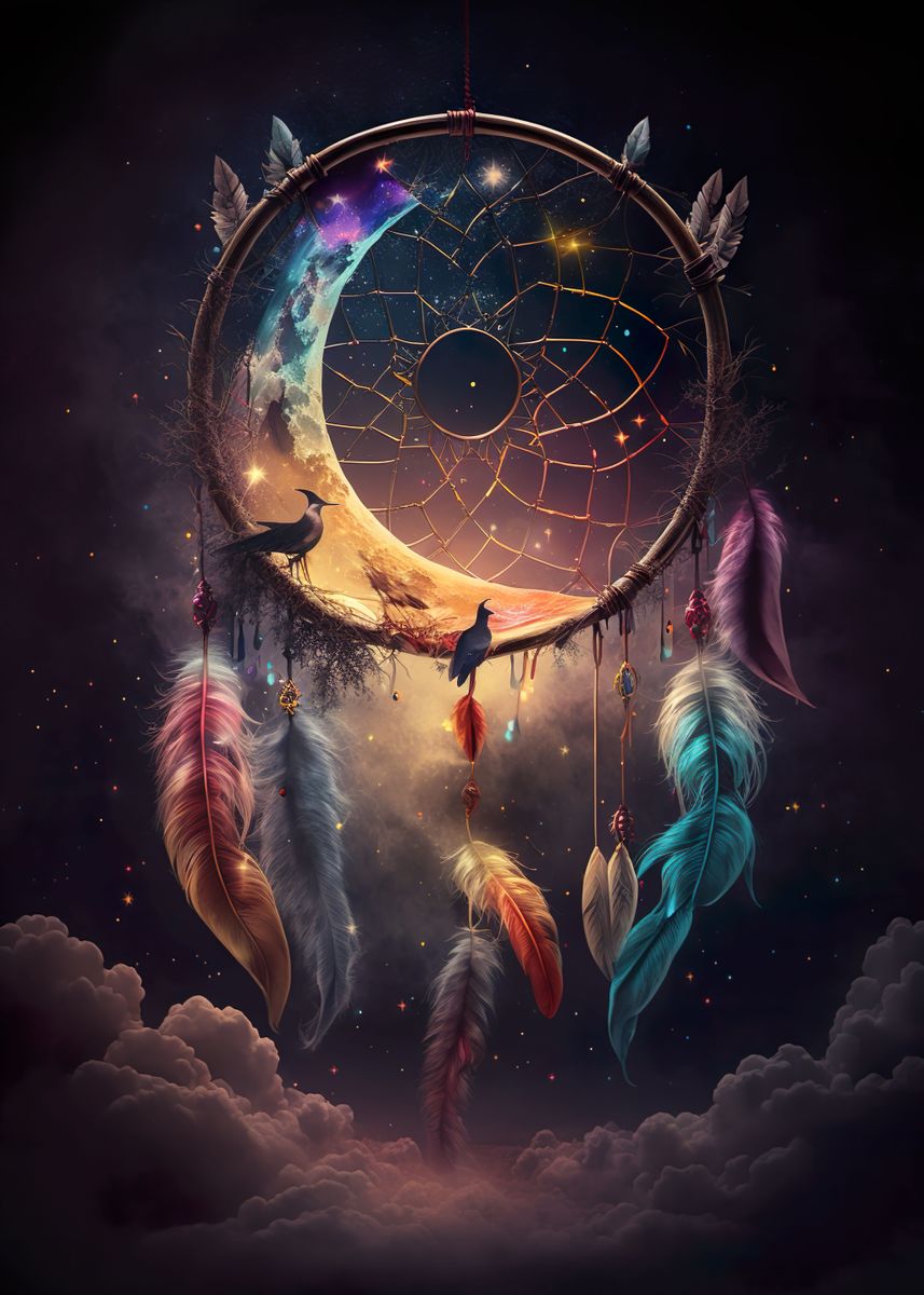 Whispers of Dreamcatcher\' Poster, picture, metal print, paint by  PrintYourDigitals | Displate