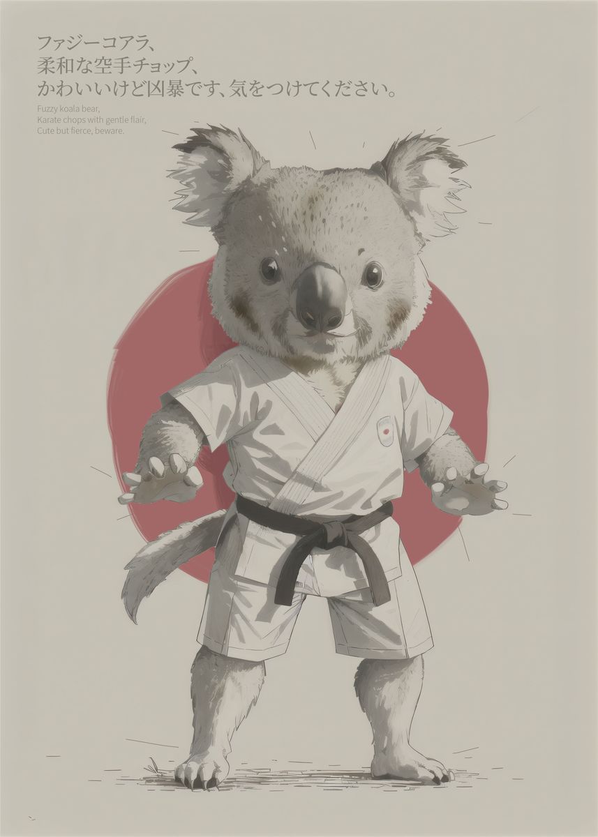 'Karate Koala' Poster, picture, metal print, paint by BambooDeer Displate