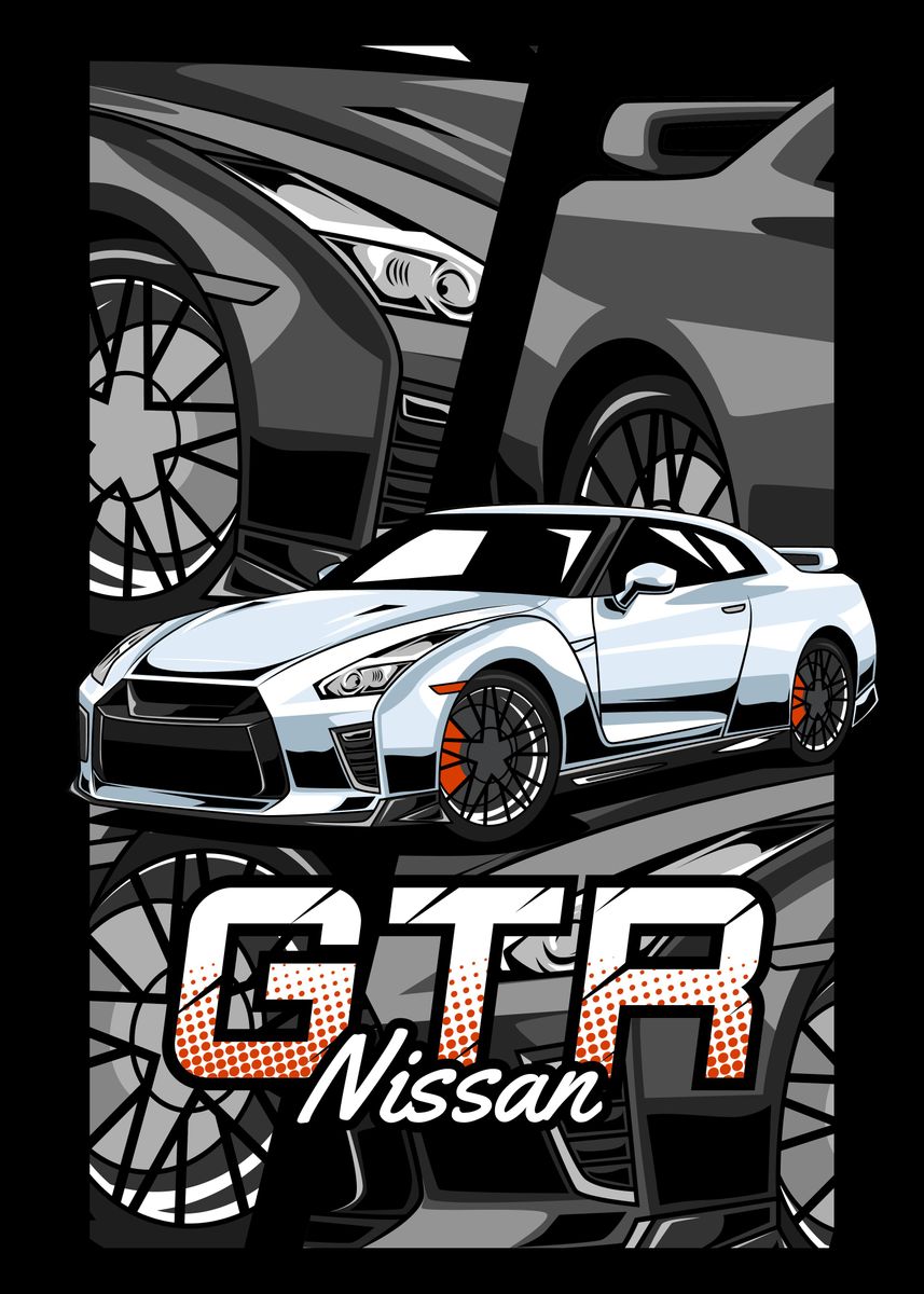 'Nissan GTR Posters' Poster, picture, metal print, paint by PowerUp ...