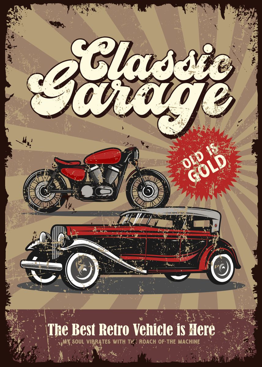 'classic garage old is gold' Poster by yunur mawan | Displate