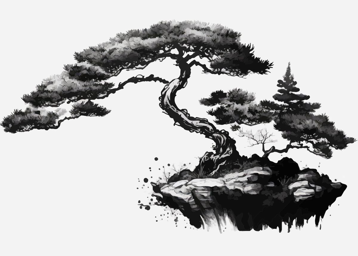 'Bonsai pine tree' Poster by JusticeEichmann Studio | Displate