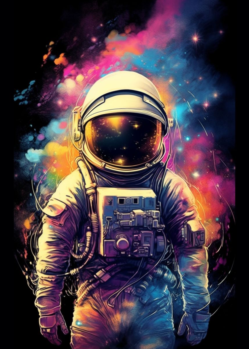 'astronaut space watercolor' Poster by thoif mandala | Displate