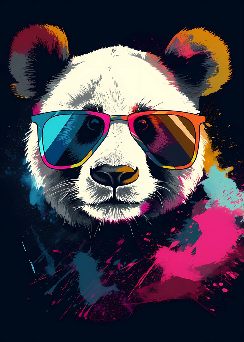 'Panda With Sunglasses' Poster, picture, metal print, paint by ...