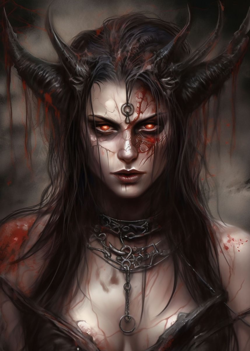 'Female Demon Demoness' Poster, picture, metal print, paint by Poster ...
