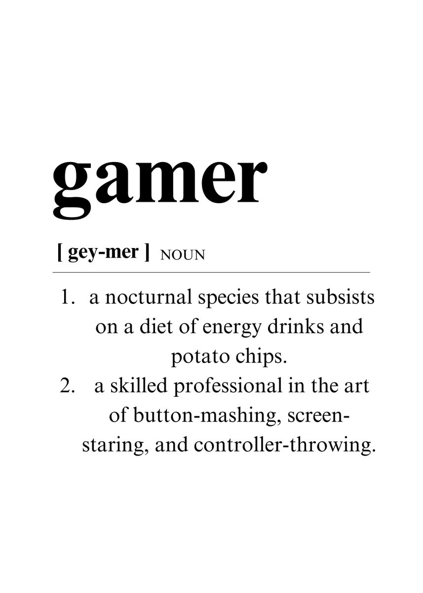 'Funny Gamer Definition' Poster, picture, metal print, paint by