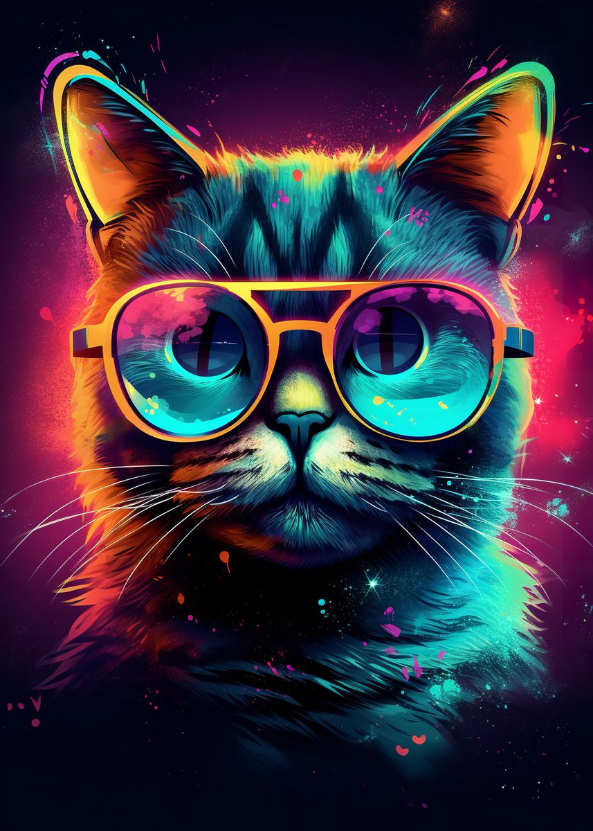 'Cool Cat' Poster, picture, metal print, paint by MaluBobo | Displate