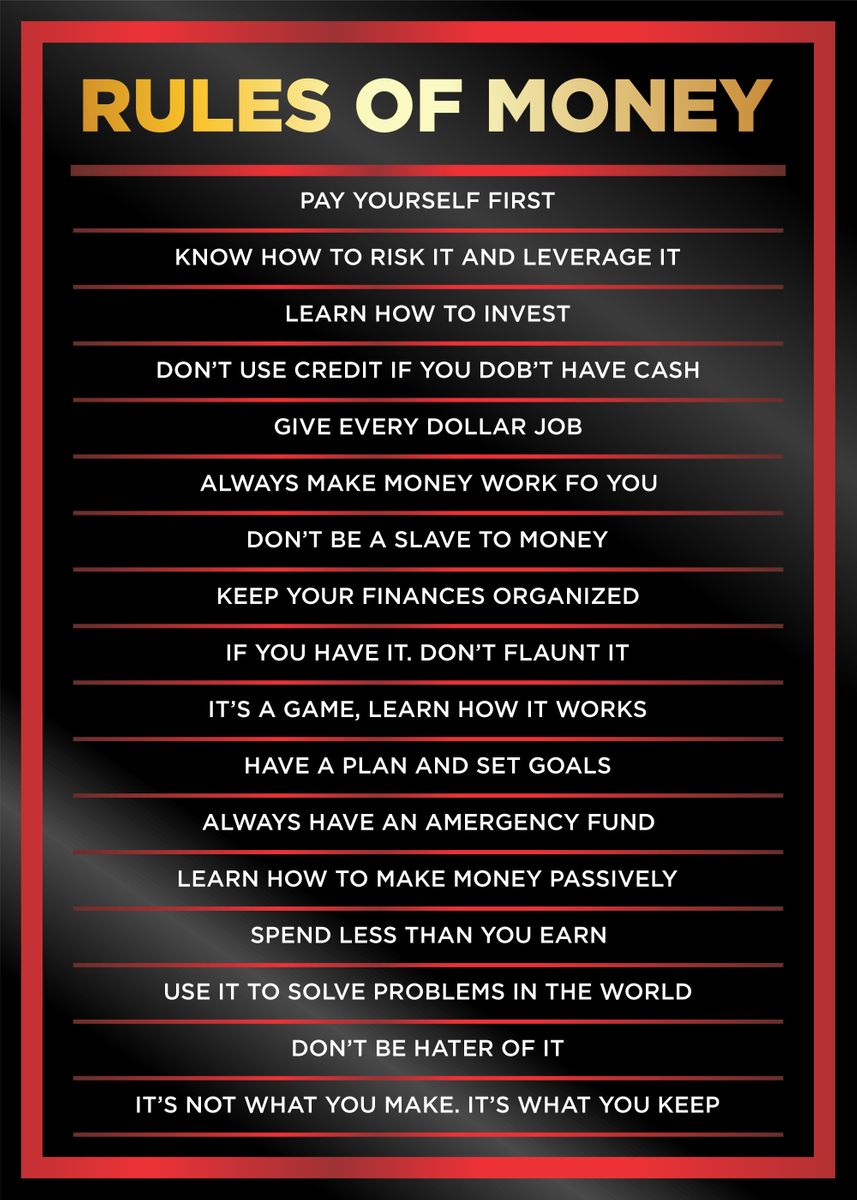 'the rules of money' Poster by Bestselling Displate Poster Displate