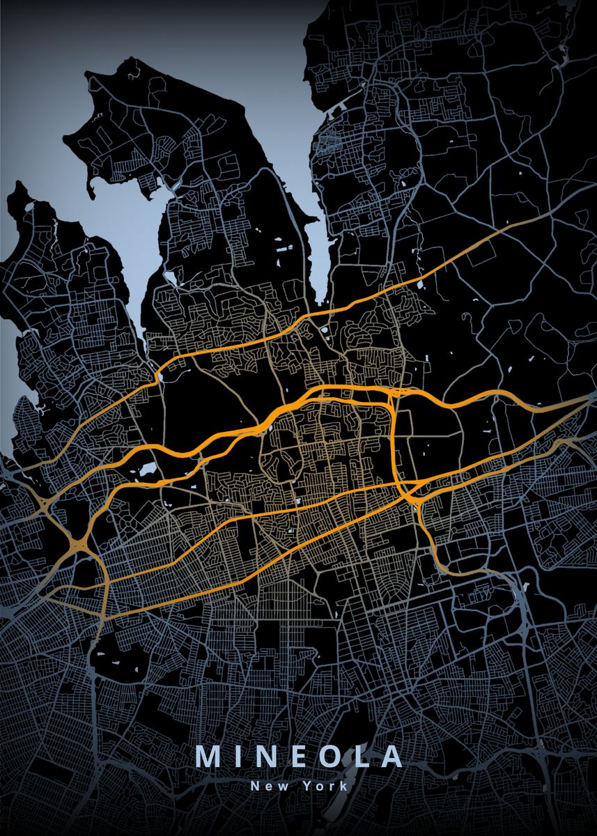 'Mineola NY Map' Poster, picture, metal print, paint by Deeo Displate