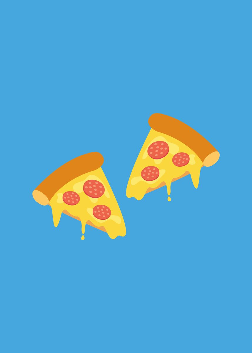 'Pepperoni pizza slices' Poster, picture, metal print, paint by Captain ...