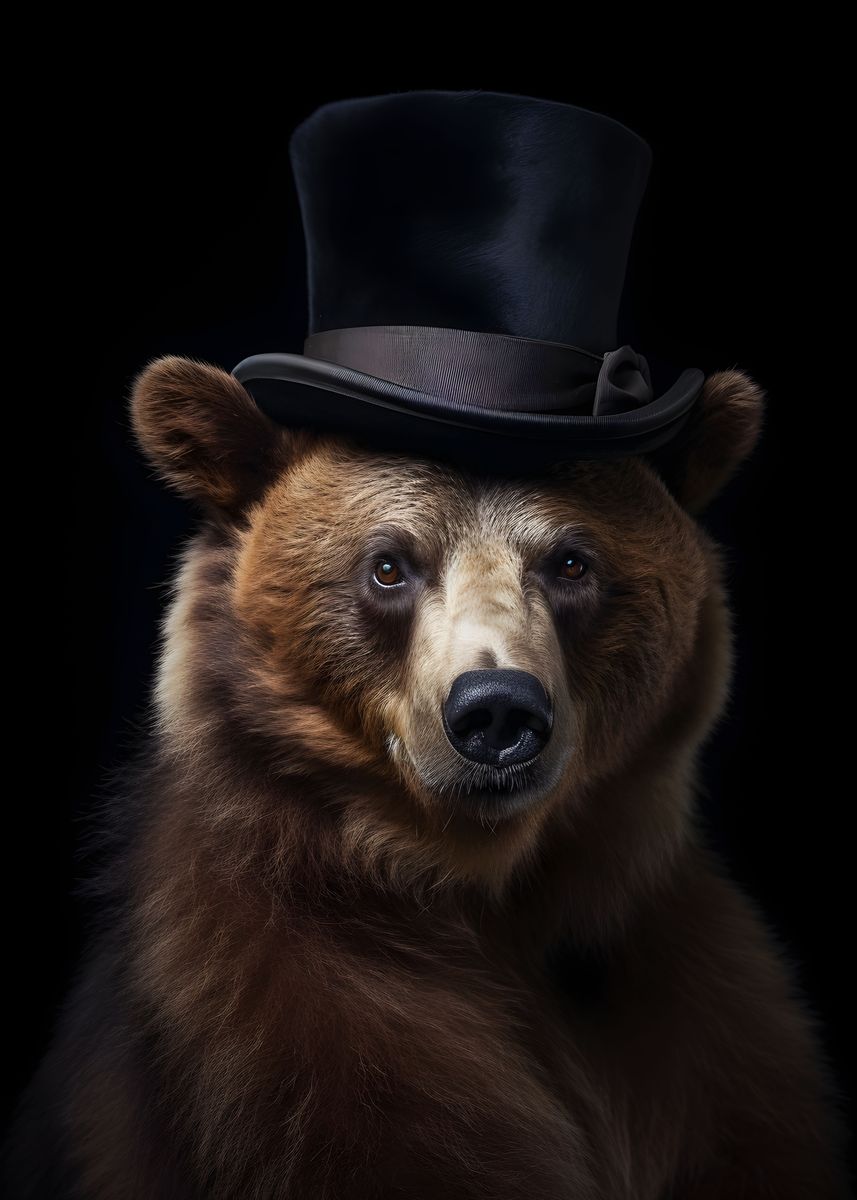 'Bear with top Hat' Poster by Makadur Displate