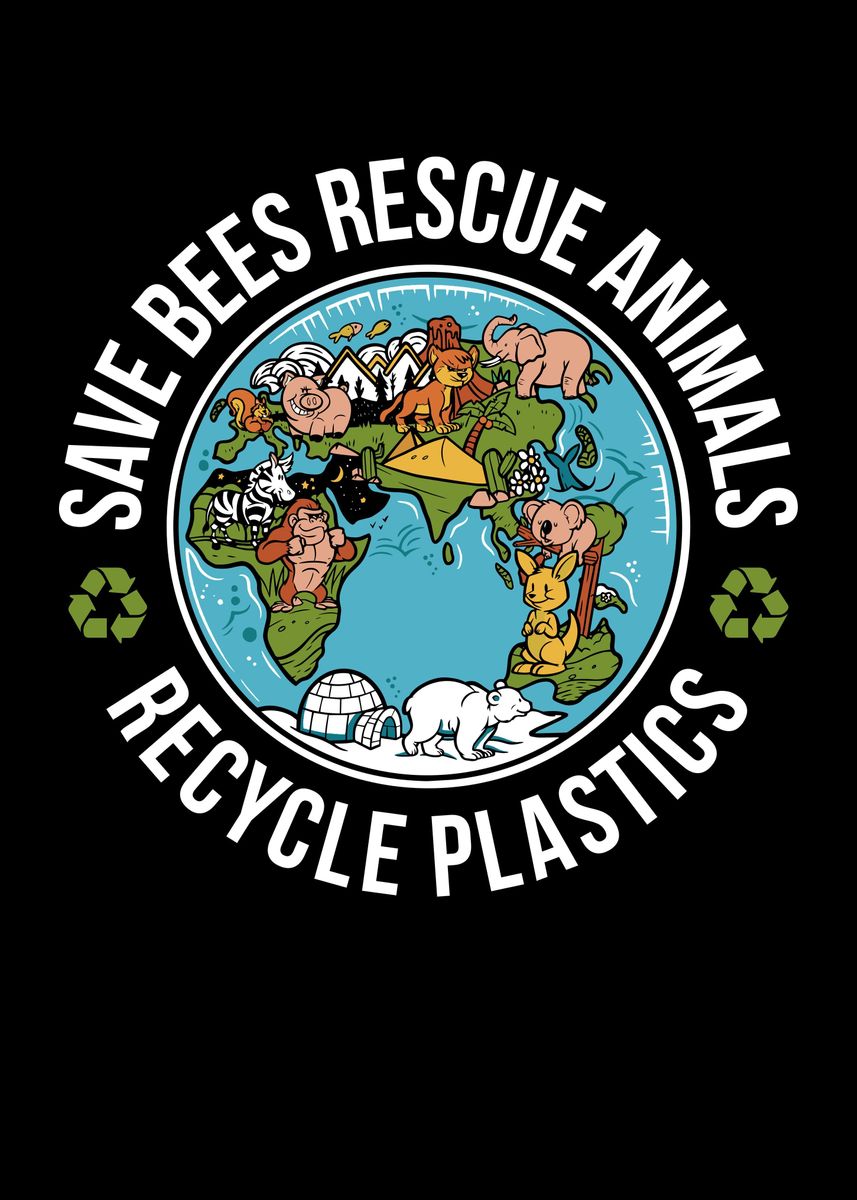'Save Bees Rescue Animals' Poster, picture, metal print, paint by ...