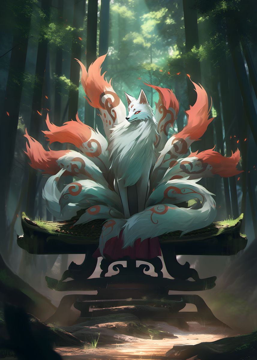 'Japanese Kitsune Zen Fox' Poster by Star Displate