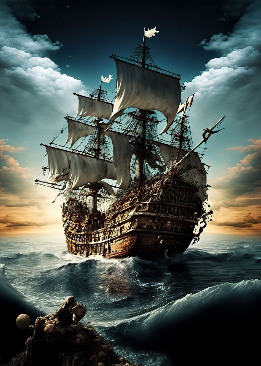 'Pirate Ship' Poster, picture, metal print, paint by Atlas Mcguire ...