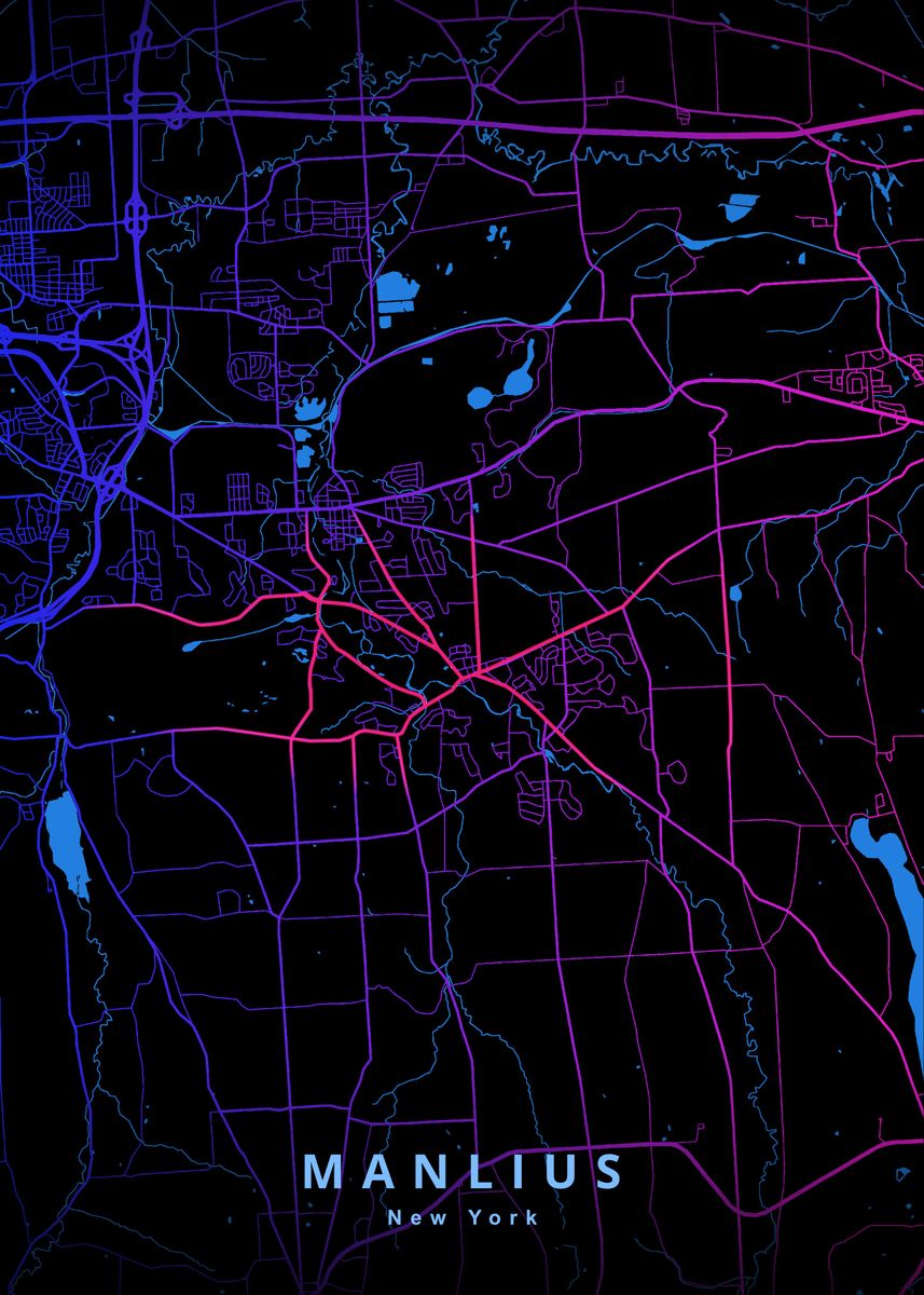 'Manlius NY Map' Poster, picture, metal print, paint by Deeo Displate