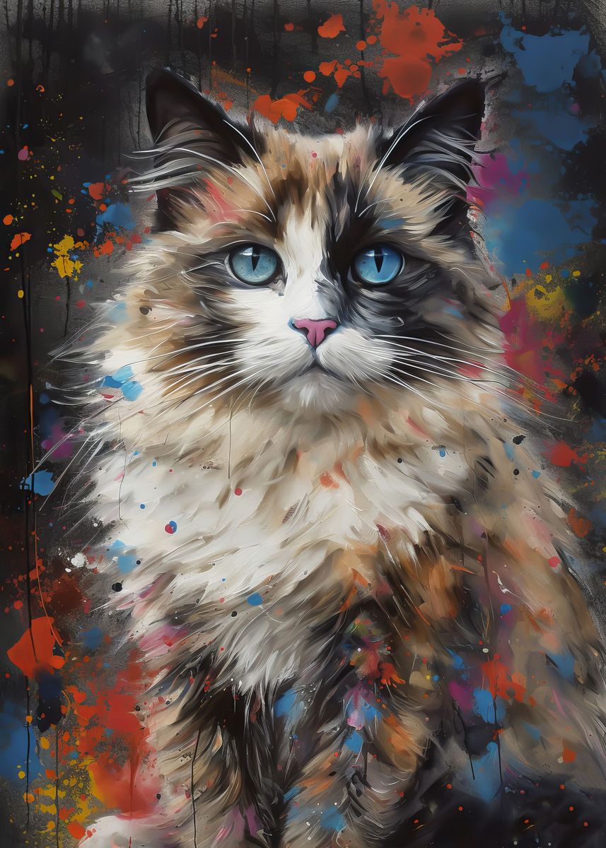 'Ragdoll cat painting' Poster, picture, metal print, paint by Arnas ...