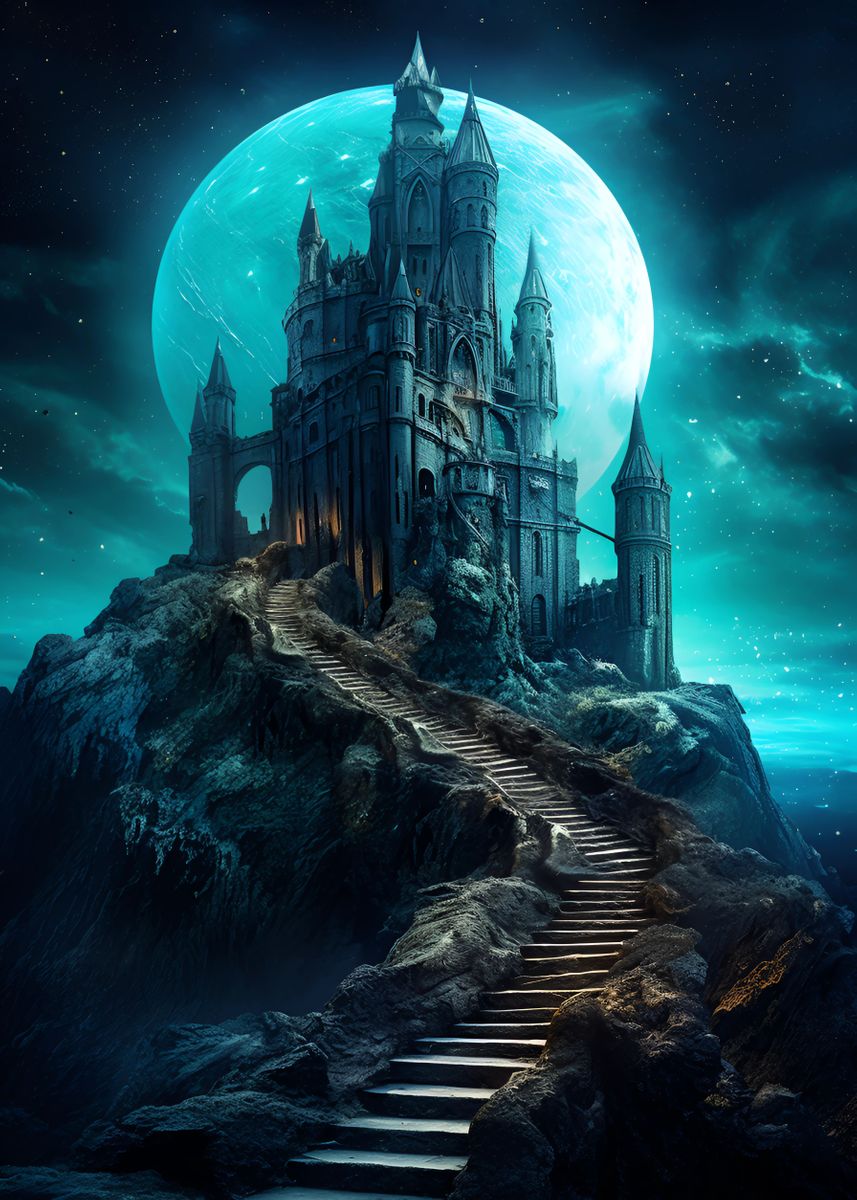 'Moonlit Castle' Poster, picture, metal print, paint by AI and ME ...