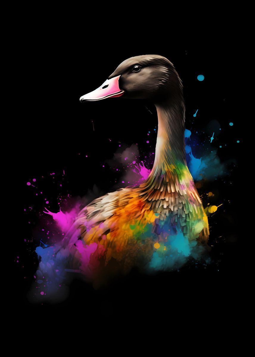 'Goose Colorful' Poster, picture, metal print, paint by FavoritePlates ...