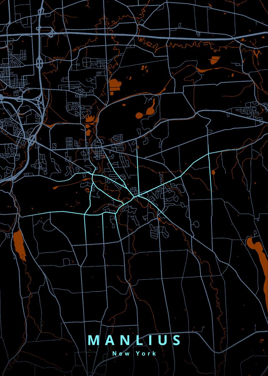 'Manlius NY Map' Poster, picture, metal print, paint by Deeo Displate