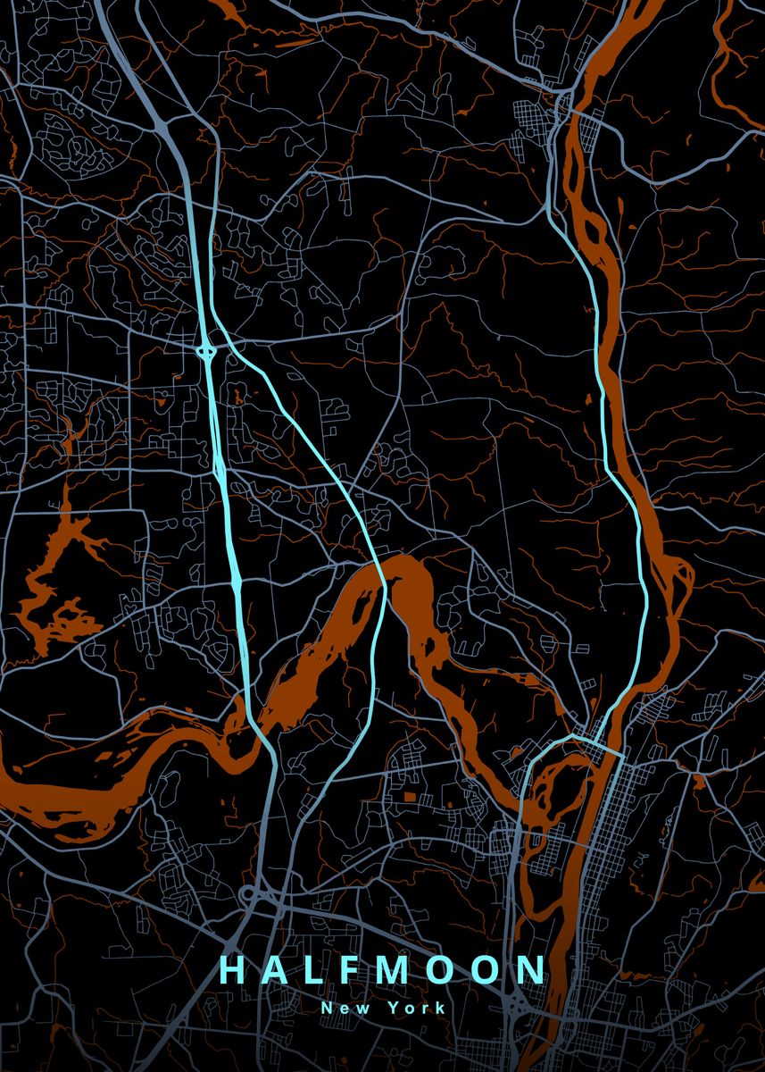 'Halfmoon NY Map' Poster by Deeo Displate