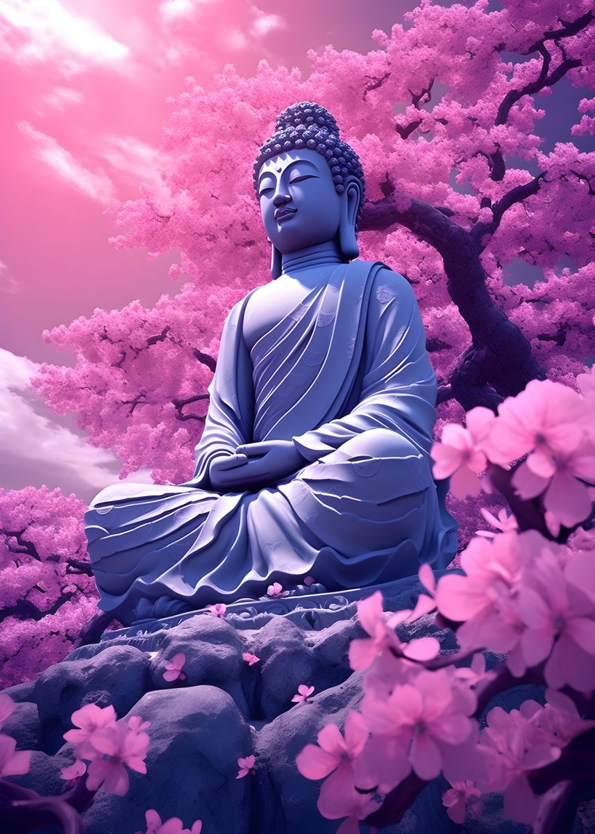 'Sakura Blossom Buddha ' Poster, picture, metal print, paint by ...