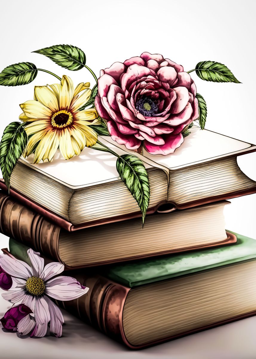 'Watercolor Books' Poster, picture, metal print, paint by Agnes Amory ...