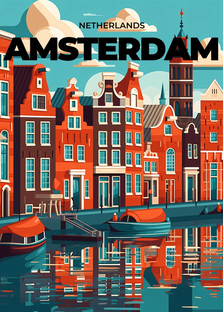 'Amsterdam Minimalist City' Poster, picture, metal print, paint by ...