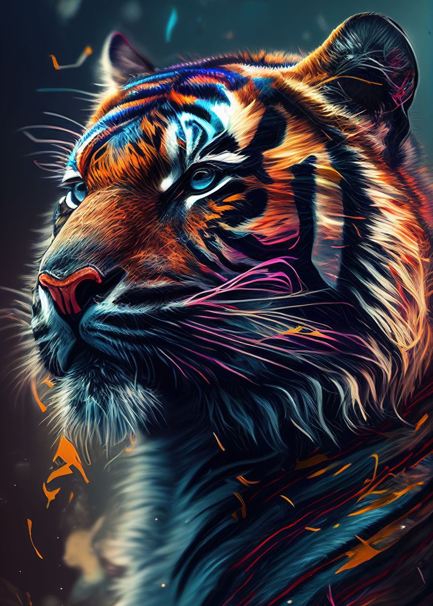 Tiger' Poster, picture, metal print, paint by Tiker Arts, Displate in 2023