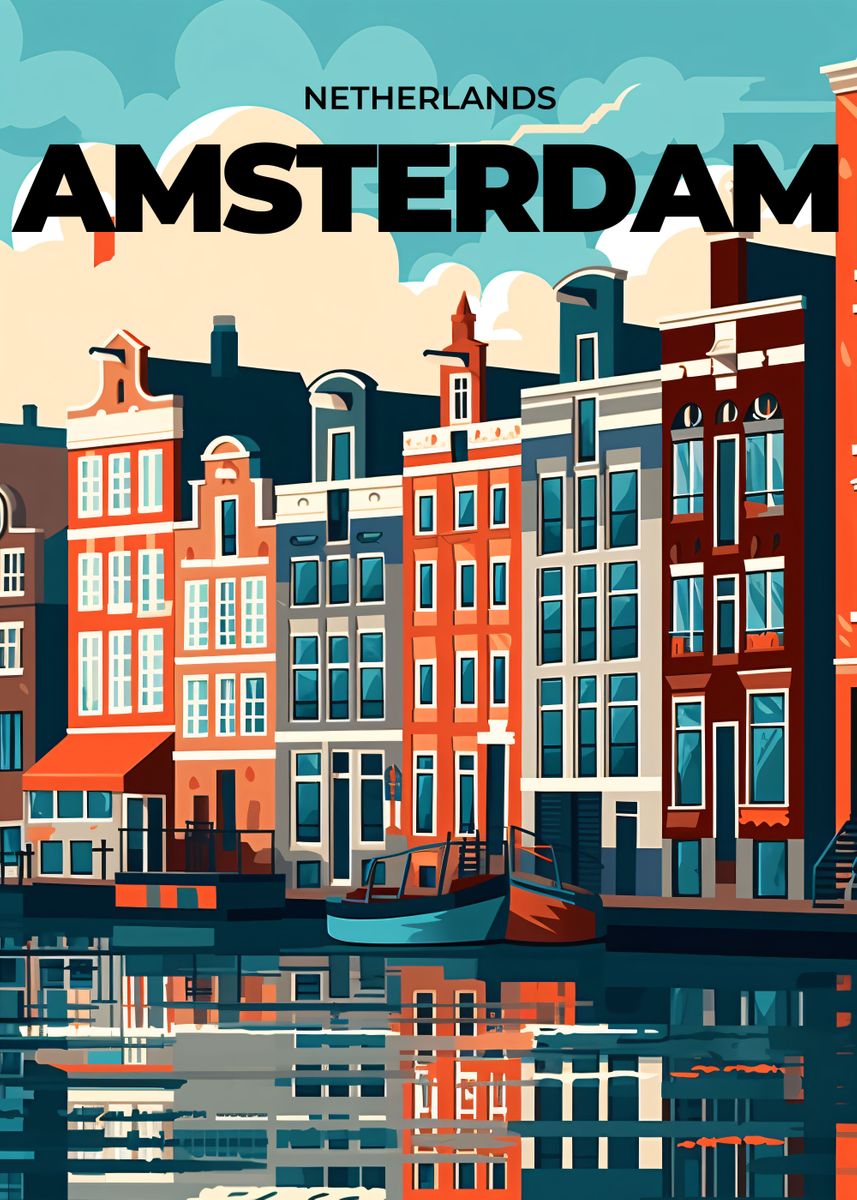 'Amsterdam Minimalist City' Poster, picture, metal print, paint by ...