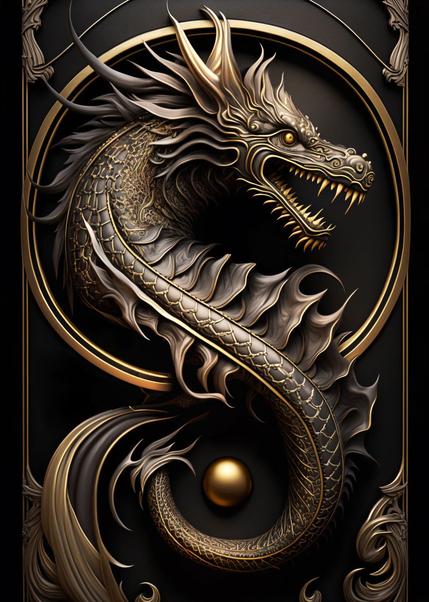 'King Golden Dragon' Poster, picture, metal print, paint by Luong Phat ...