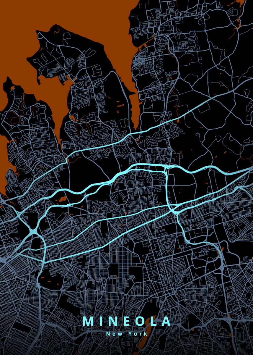 'Mineola NY Map' Poster by Deeo Displate
