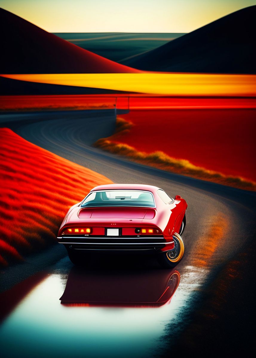 'CAR VIEW FROM REAR' Poster, picture, metal print, paint by LuckStory ...