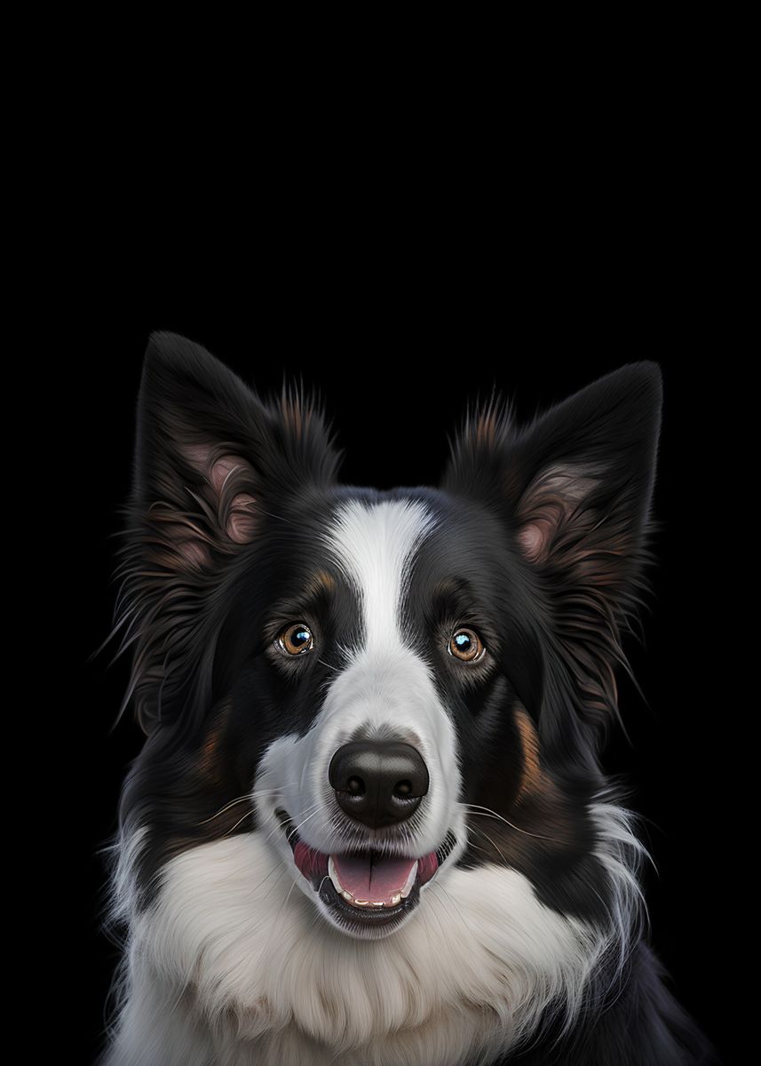 'Border Collie Dog Portrait' Poster by Akio Brilliant Displate