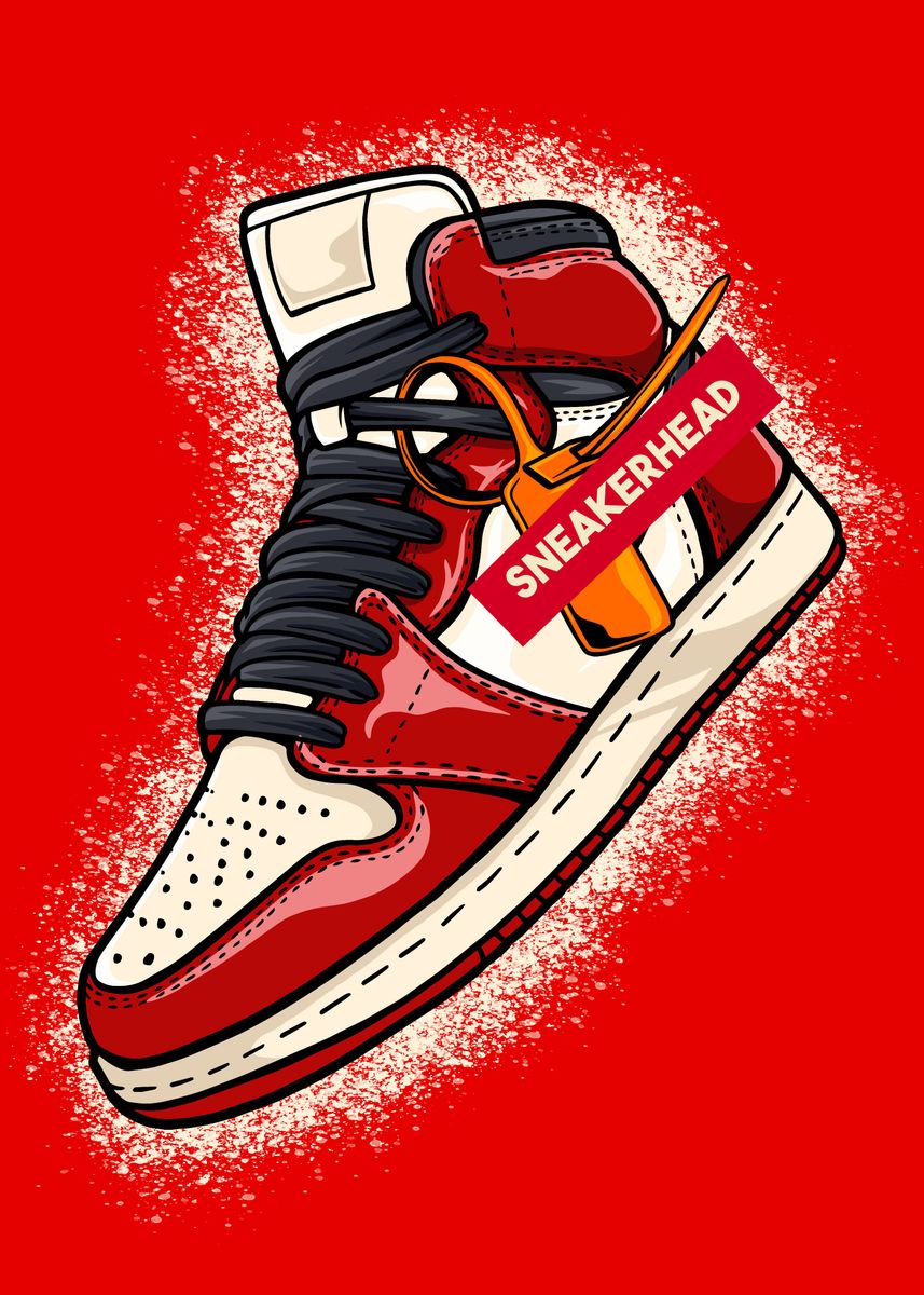 'Red Vintage Sneakers' Poster by Iqbal harris | Displate